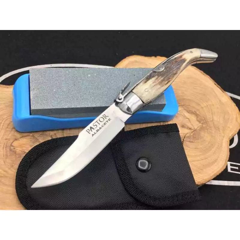 “Oferta” Navaja Asta de Ciervo + Regalo Funda y Piedra de Afilar - Imagen 2