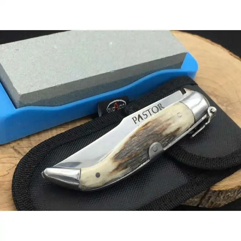 “Oferta” Navaja Asta de Ciervo + Regalo Funda y Piedra de Afilar - Imagen 3